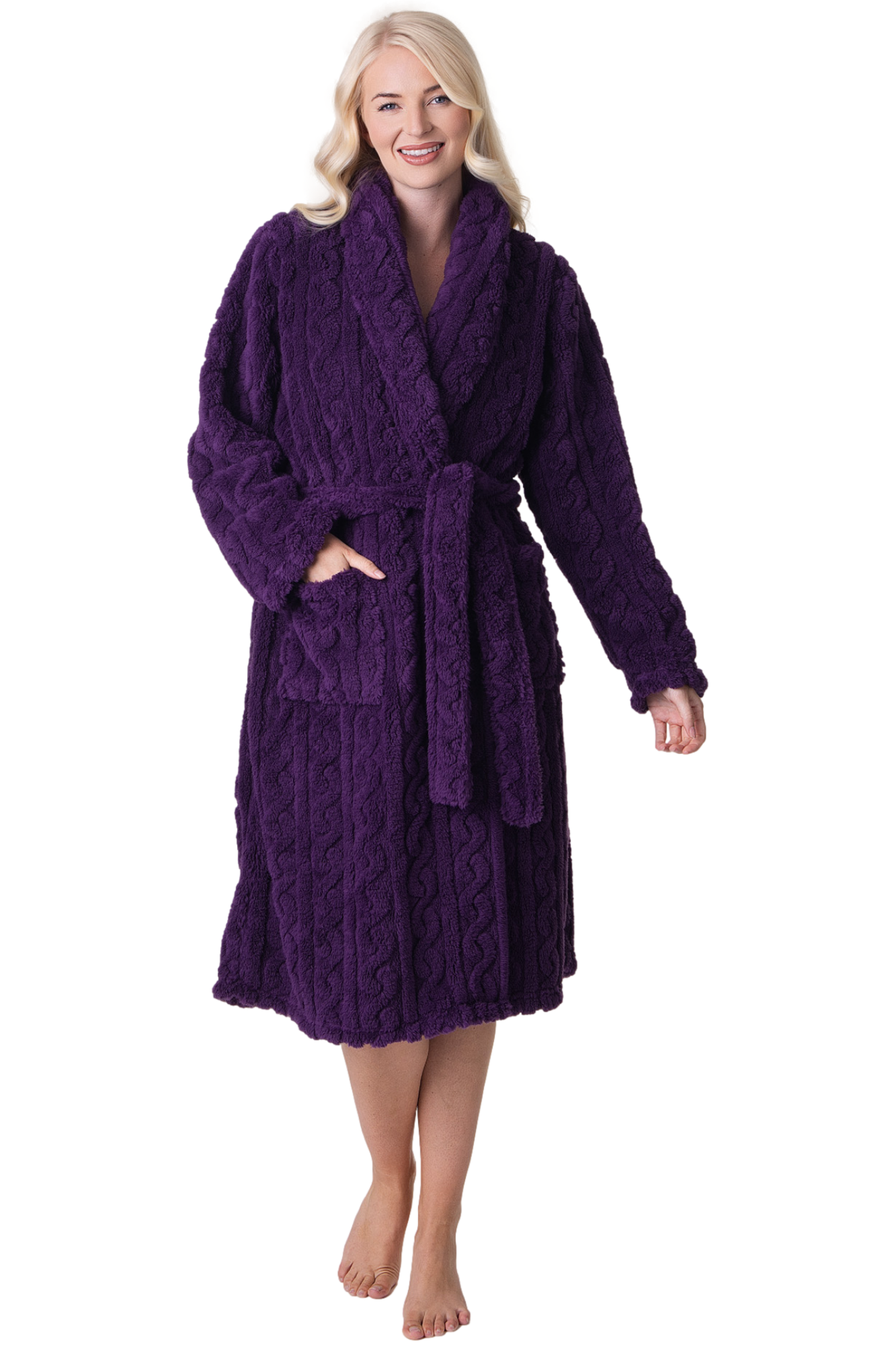 Womens Supersoft Luxury Fleece Jaquard Bathrobe