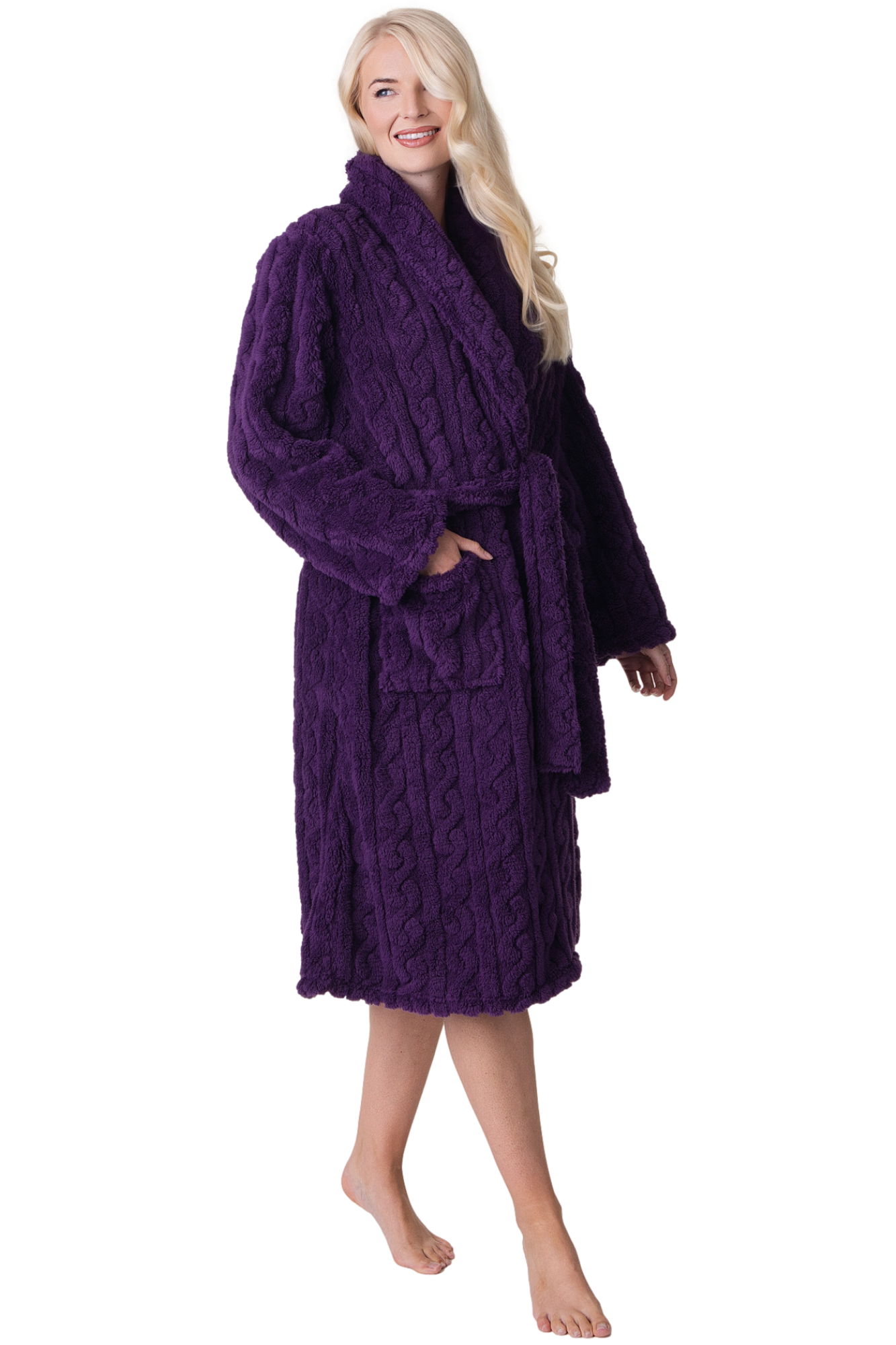 Womens Supersoft Luxury Fleece Jaquard Bathrobe