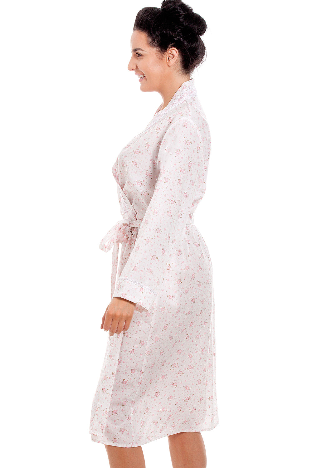 Womens Pink Floral Lightweight Dressing Gown