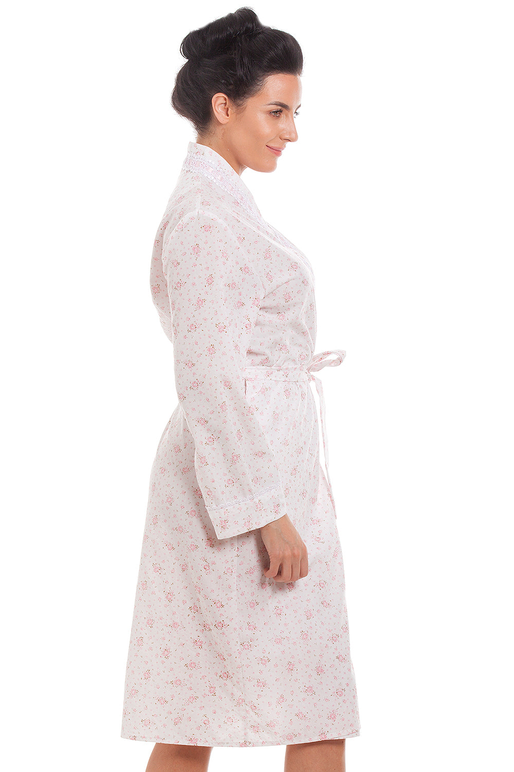 Womens Pink Floral Lightweight Dressing Gown