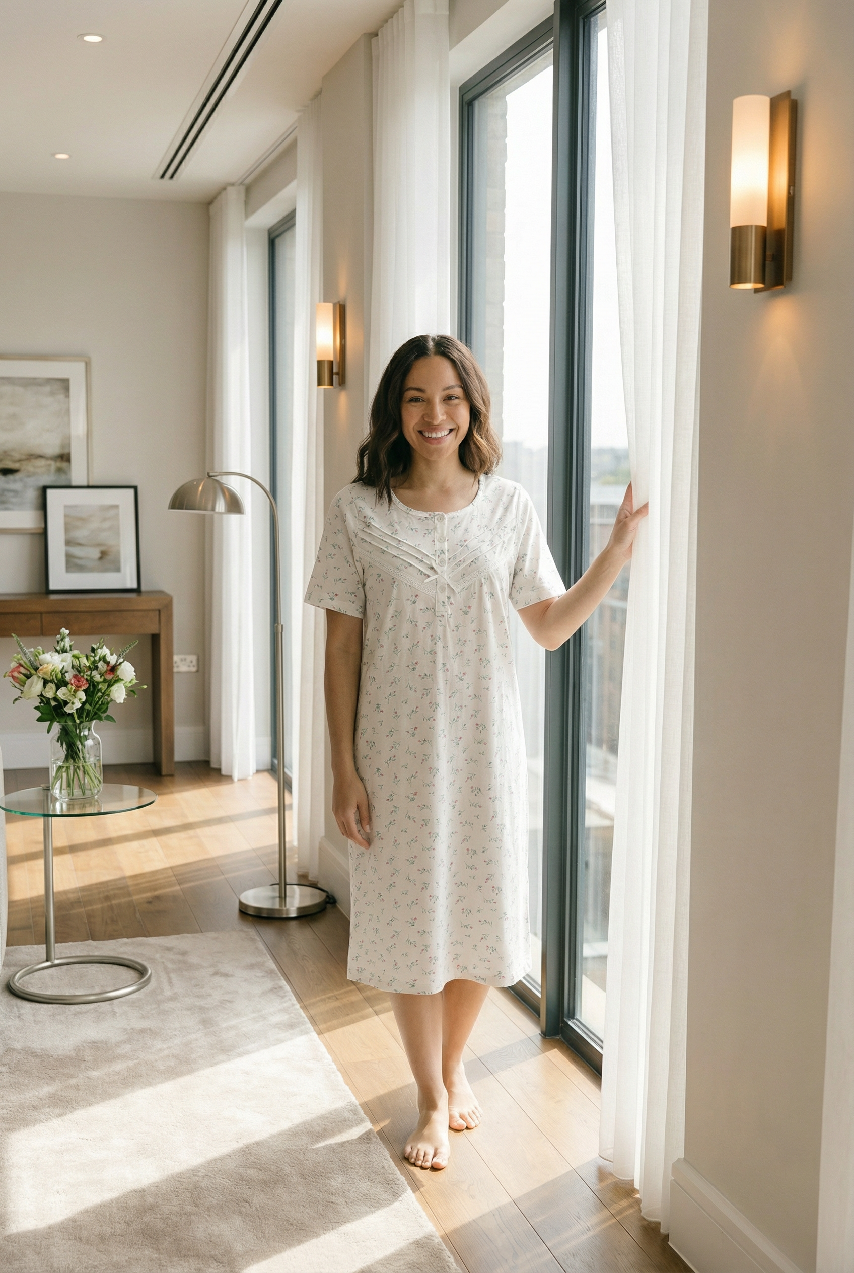 Camille Womens Classic 100% Organic Cotton Short Sleeve Nightdress