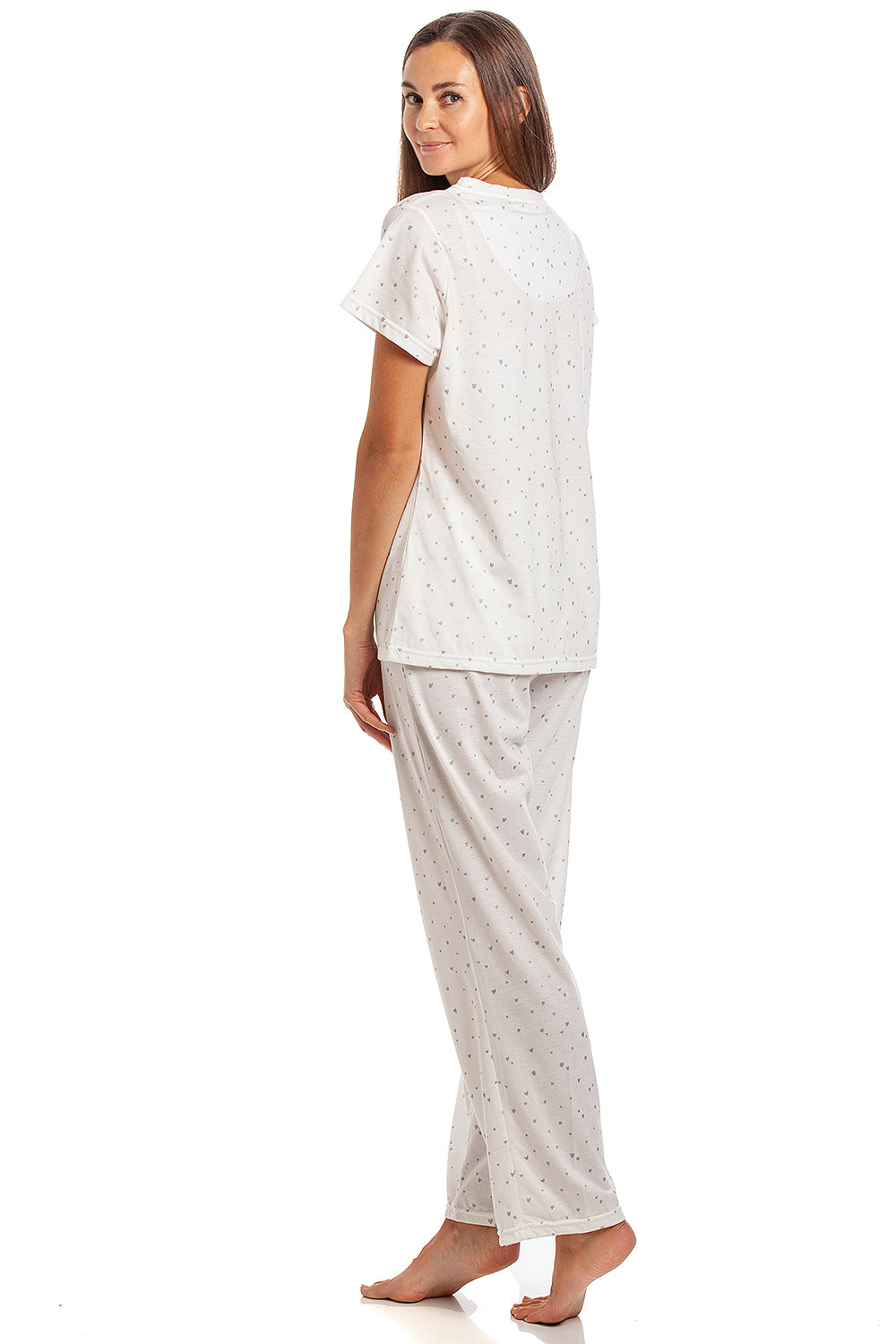 Womens Lightweight Short Sleeved Glitter Heart Pyjama Set