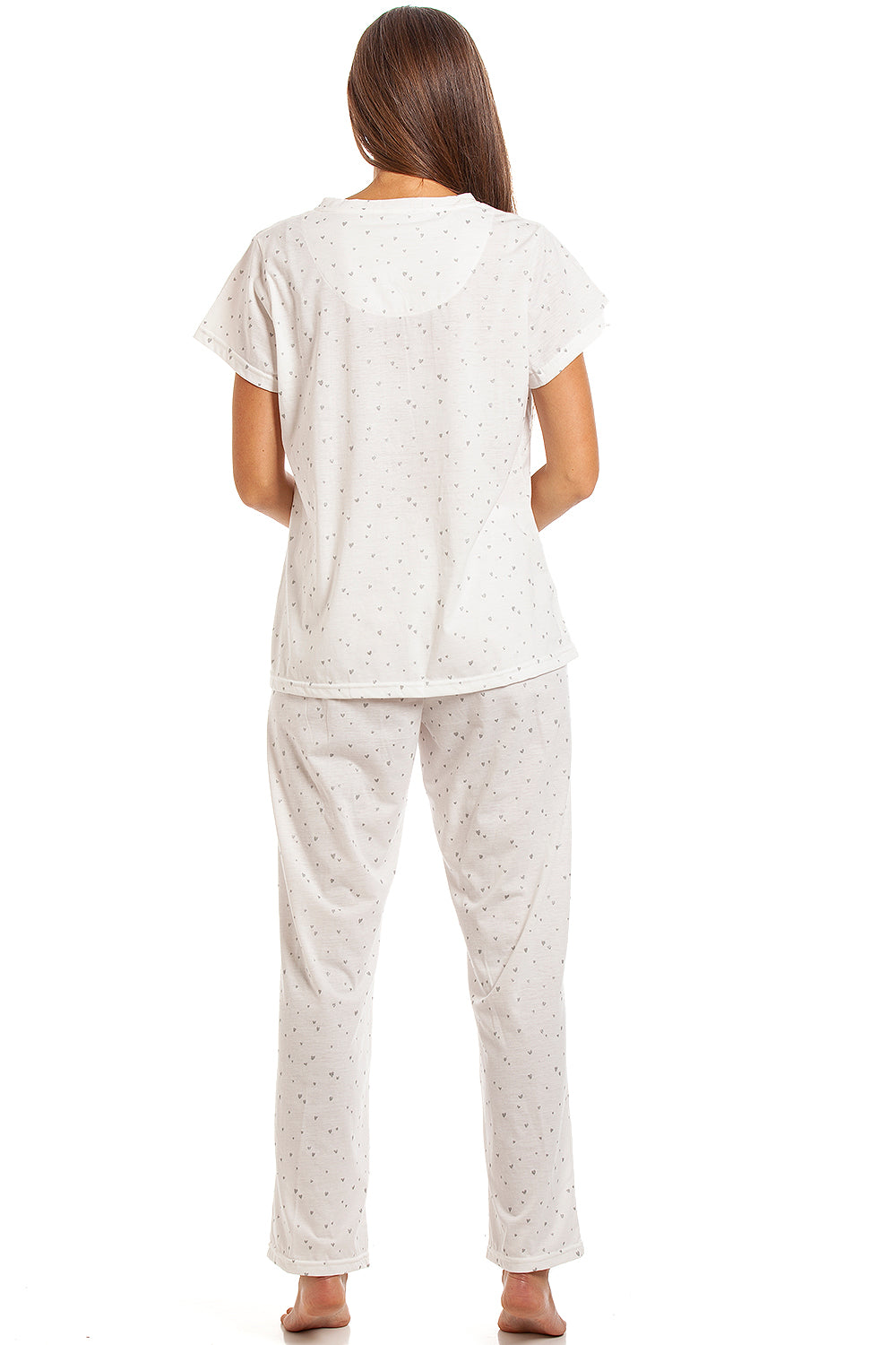 Womens Lightweight Short Sleeved Glitter Heart Pyjama Set