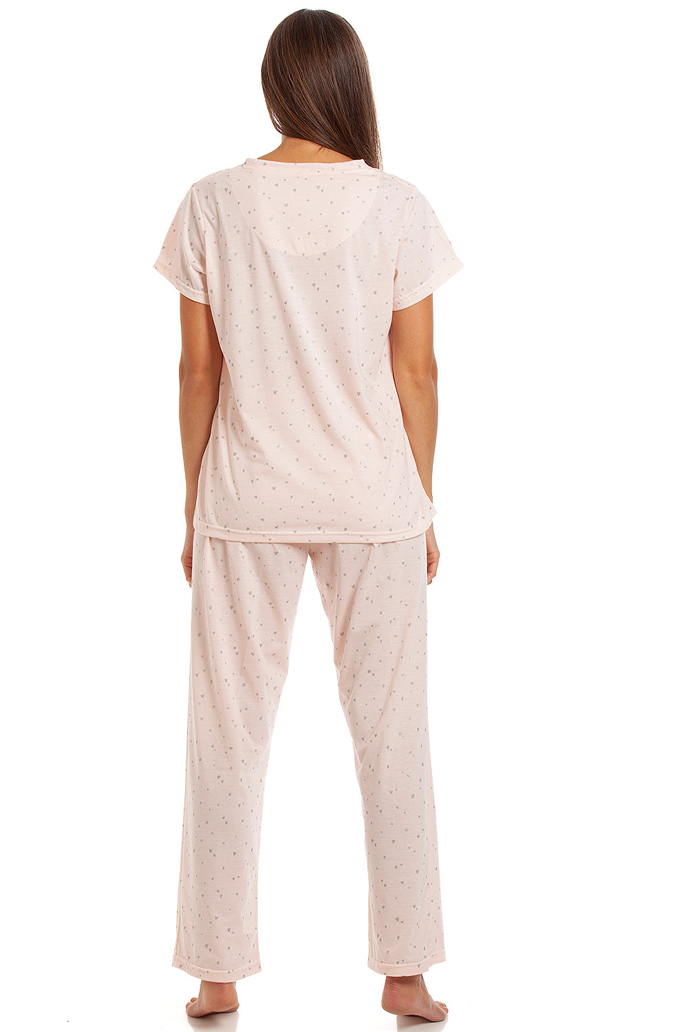 Womens Lightweight Short Sleeved Glitter Heart Pyjama Set