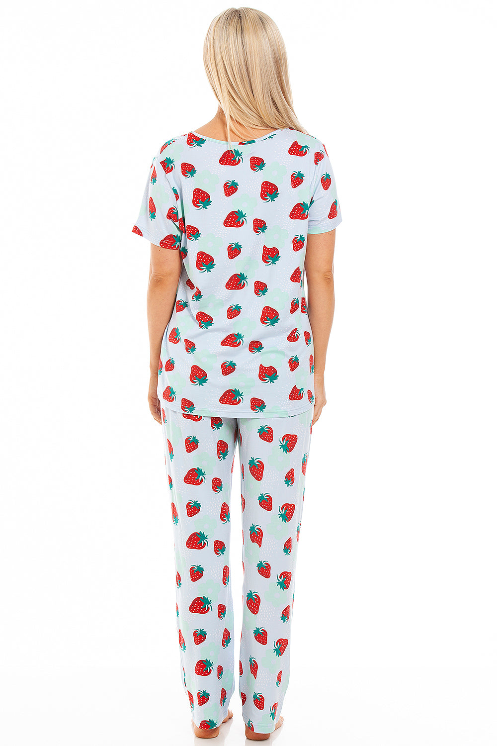 Womens Full Length Floral Print Spandex Pyjama Set
