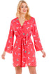 Coral Humming Bird Print Wrap And Chemise Set