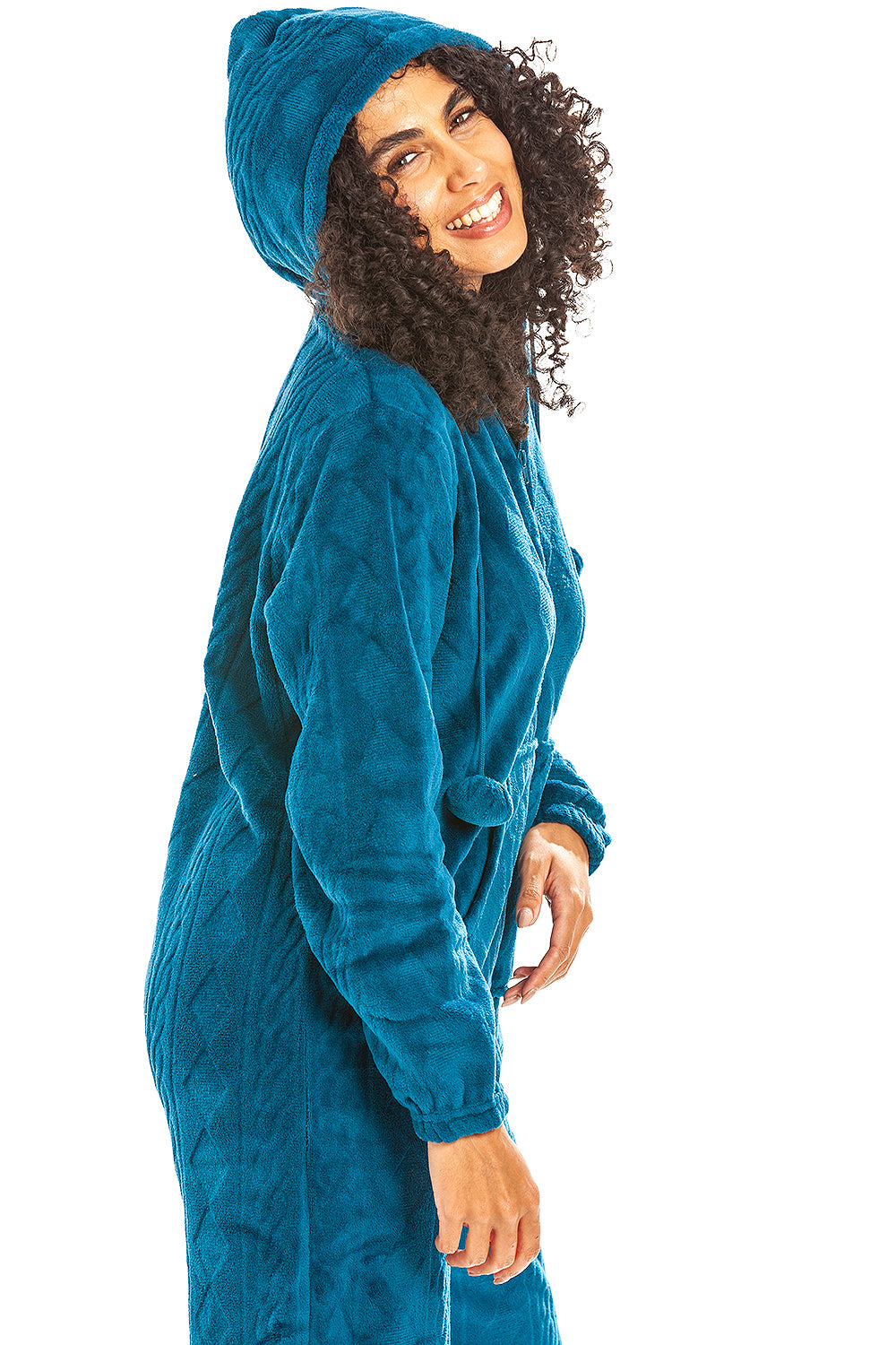Camille Women's Hooded Super Soft Fleece Onesie Ladies Zip Jumpsuit