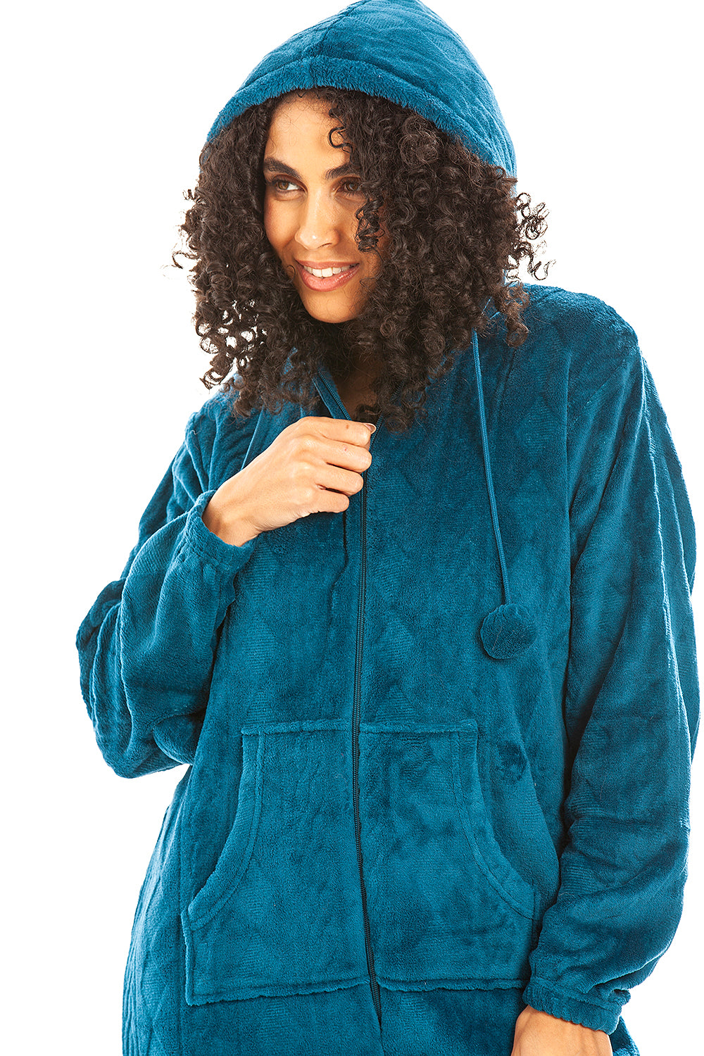 Camille Women's Hooded Super Soft Fleece Onesie Ladies Zip Jumpsuit