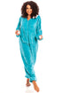 Camille Women's Hooded Super Soft Fleece Onesie Ladies Zip Jumpsuit