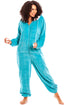 Camille Women's Hooded Super Soft Fleece Onesie Ladies Zip Jumpsuit