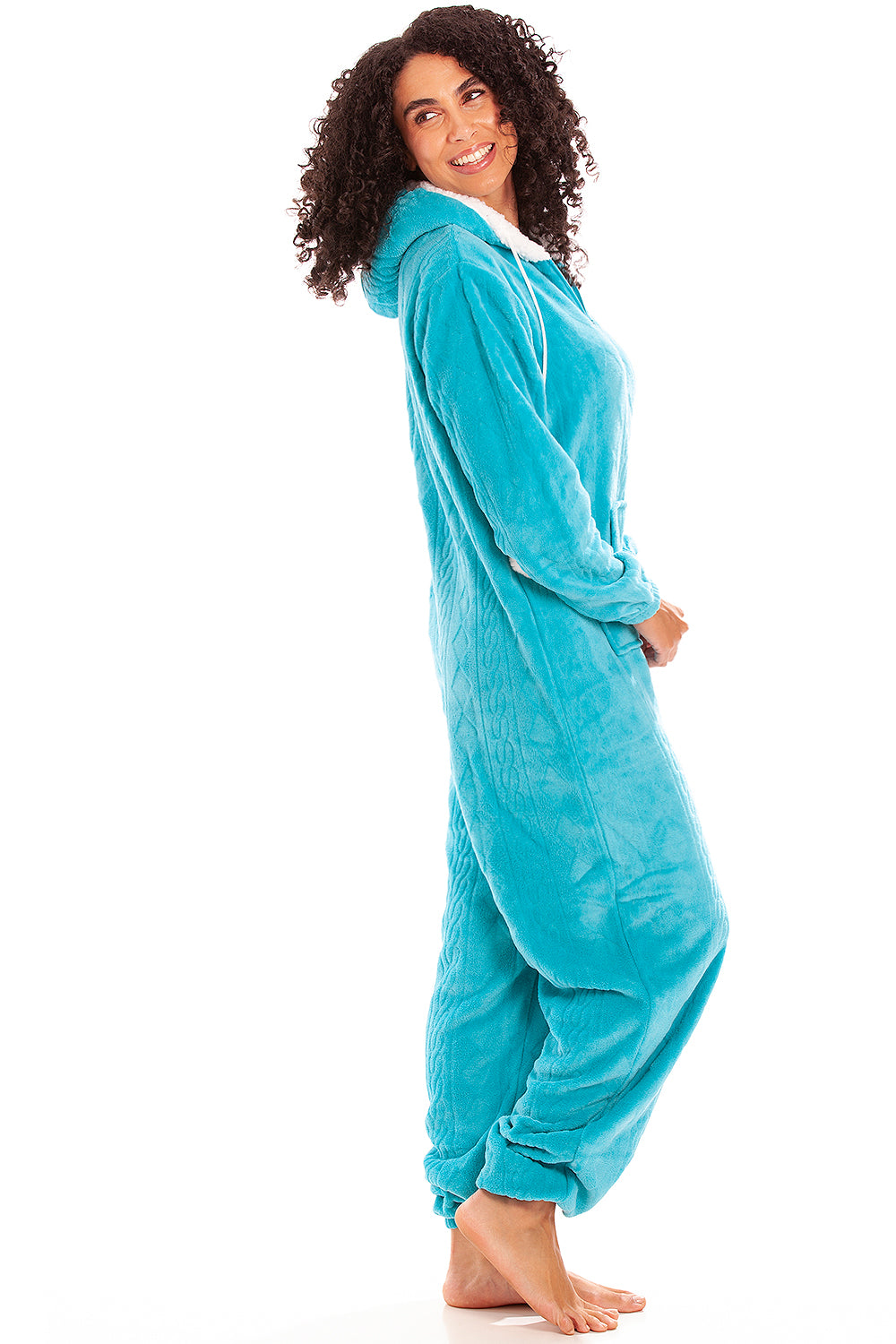 Camille Women's Hooded Super Soft Fleece Onesie Ladies Zip Jumpsuit