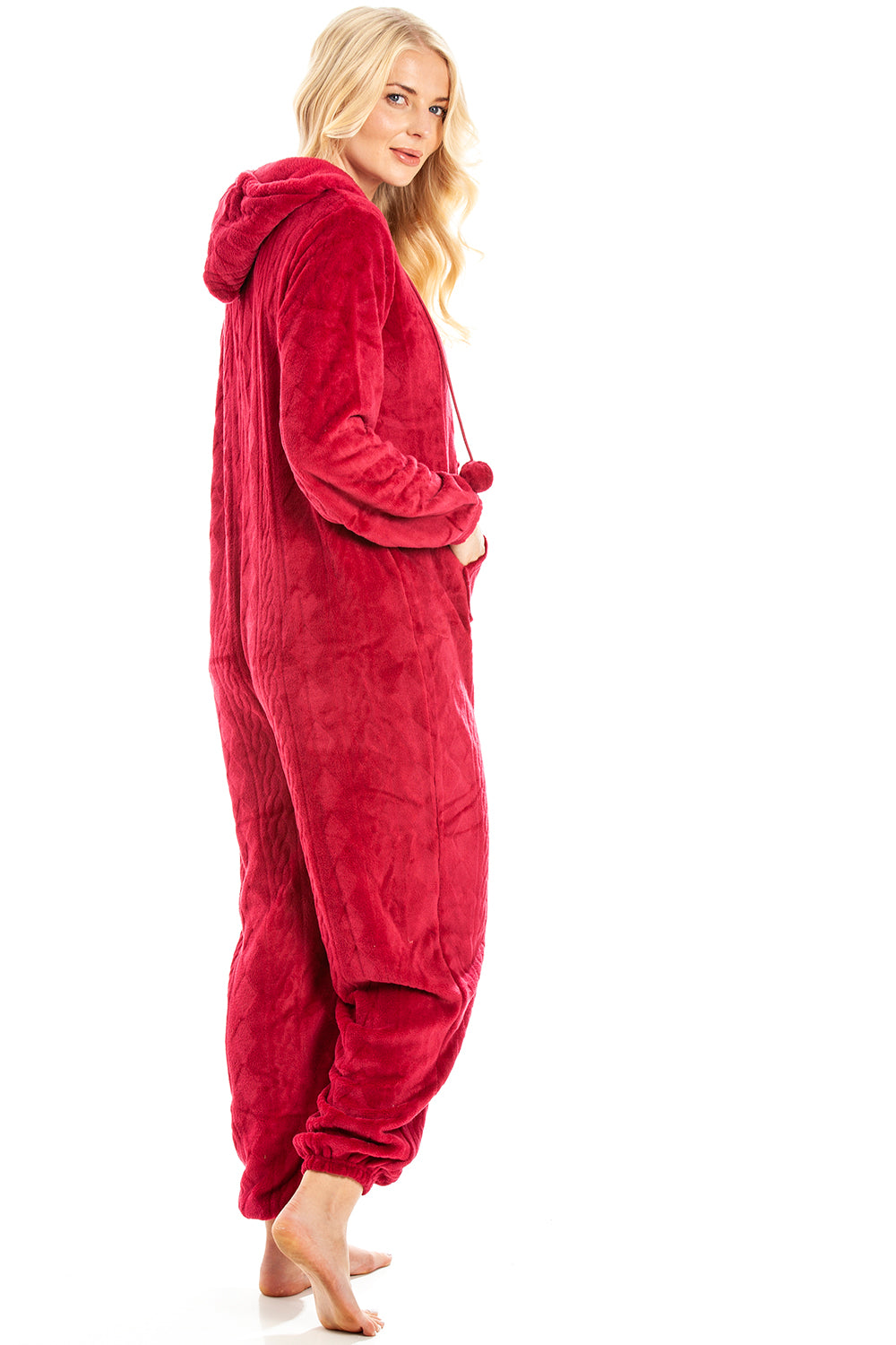 Camille Women's Hooded Super Soft Fleece Onesie Ladies Zip Jumpsuit