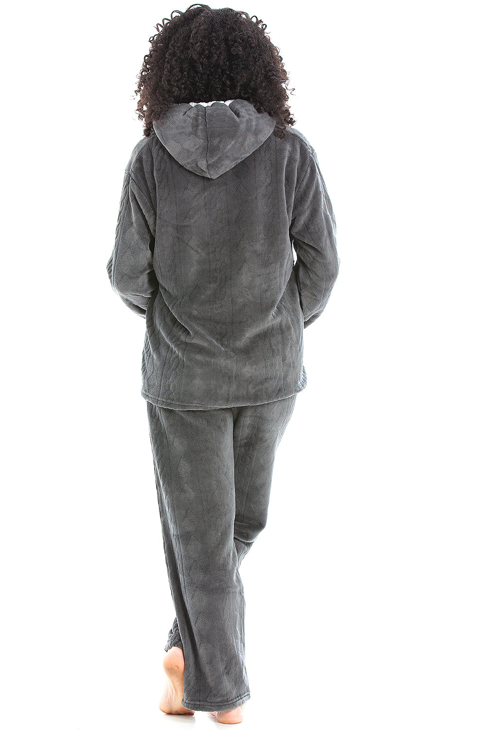 Camille Women's Hooded Pyjama Set Long Sleeve Fleece Nightwear