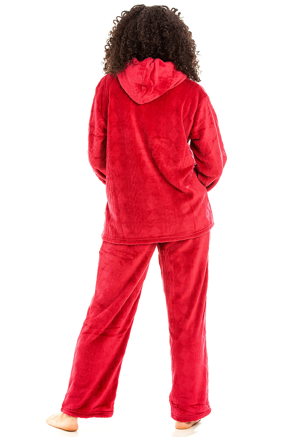 Camille Women's Hooded Pyjama Set Long Sleeve Fleece Nightwear