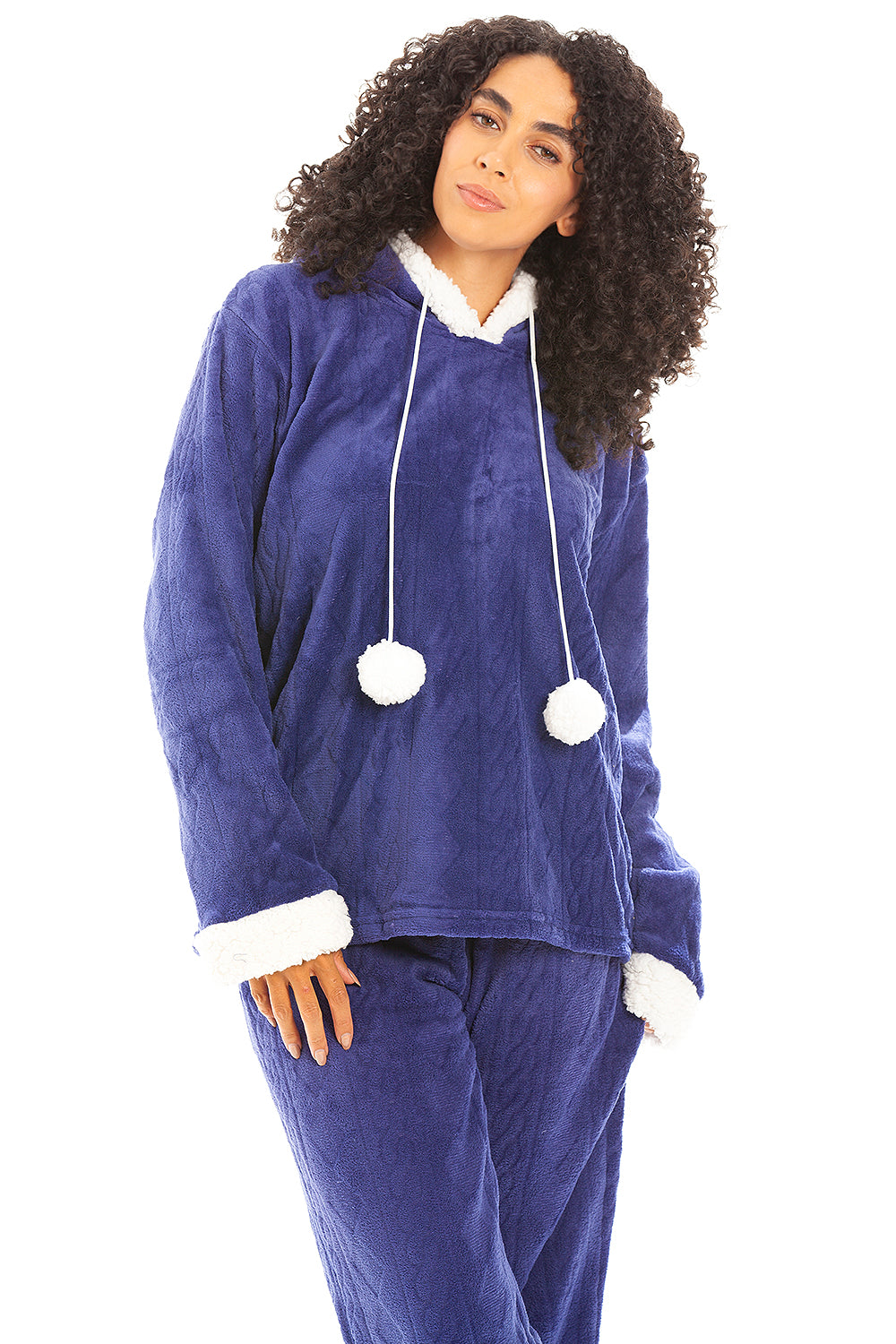 Camille Women's Hooded Pyjama Set Long Sleeve Fleece Nightwear