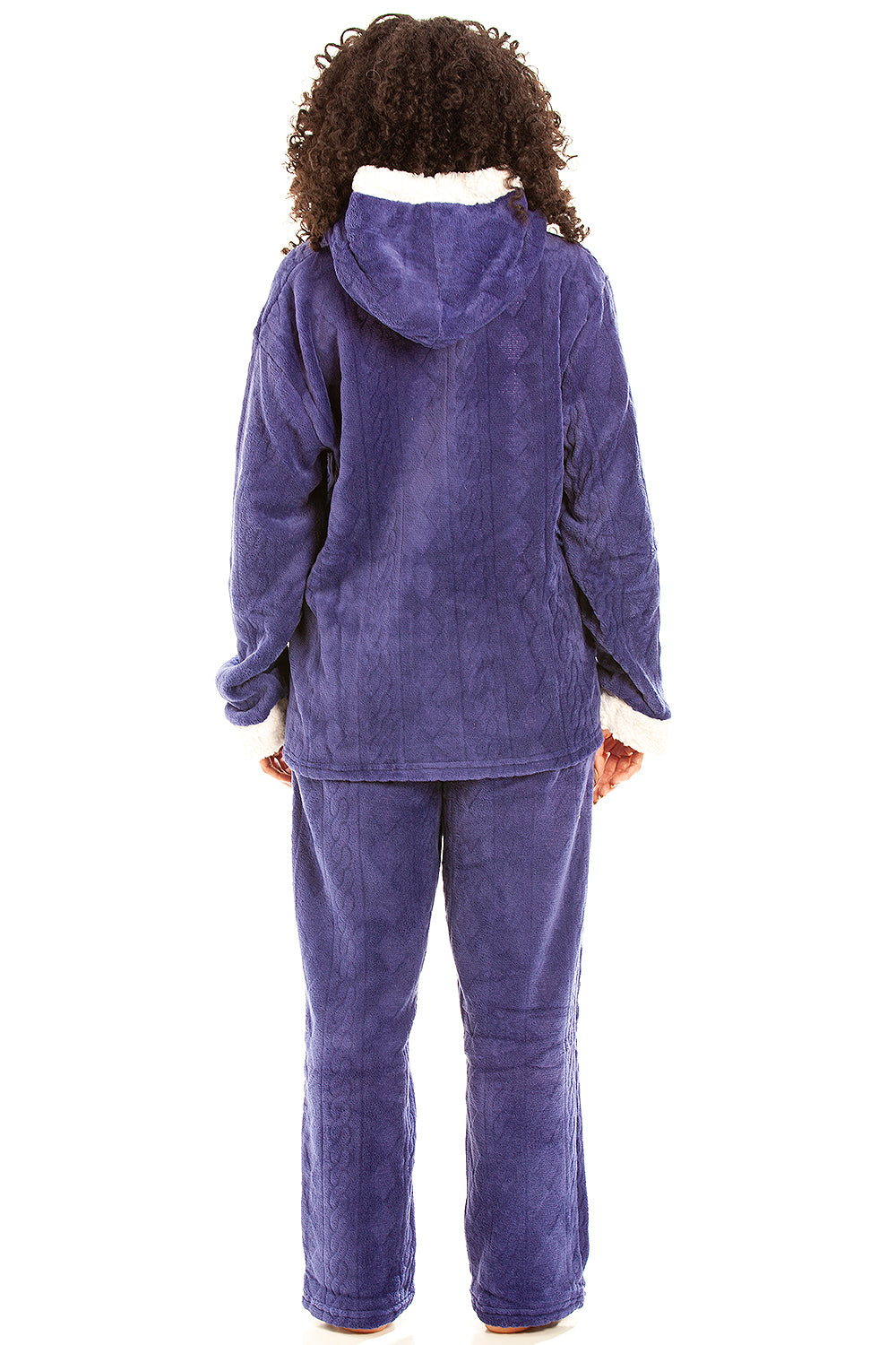 Camille Women's Hooded Pyjama Set Long Sleeve Fleece Nightwear