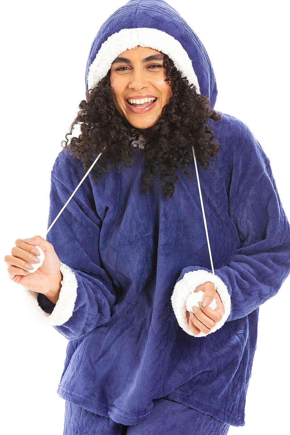 Camille Women's Hooded Pyjama Set Long Sleeve Fleece Nightwear