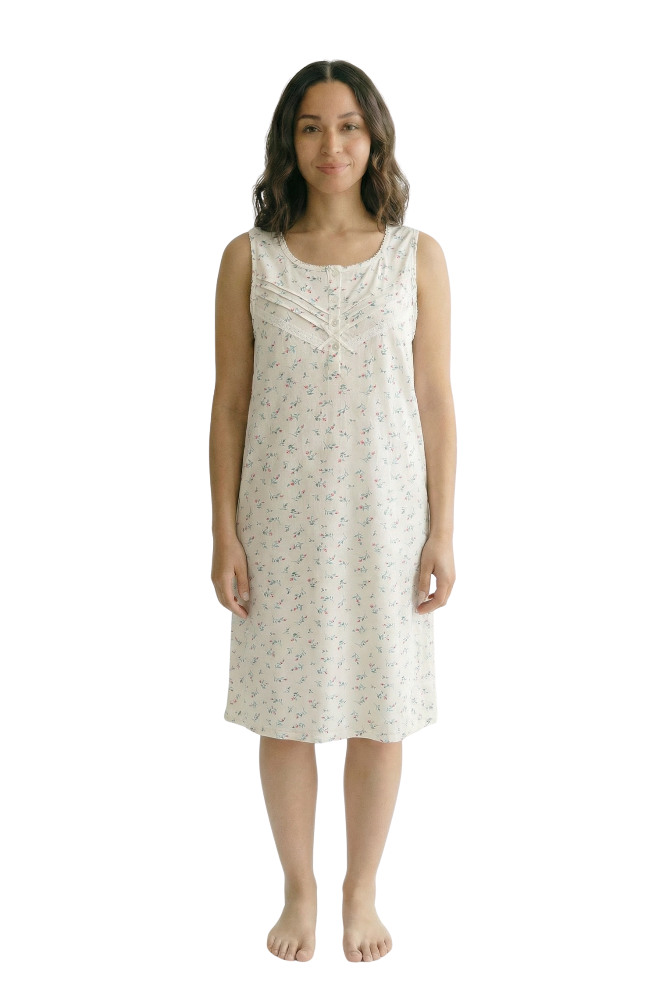 Camille Womens Classic 100% Organic Cotton Sleeveless Nightdress
