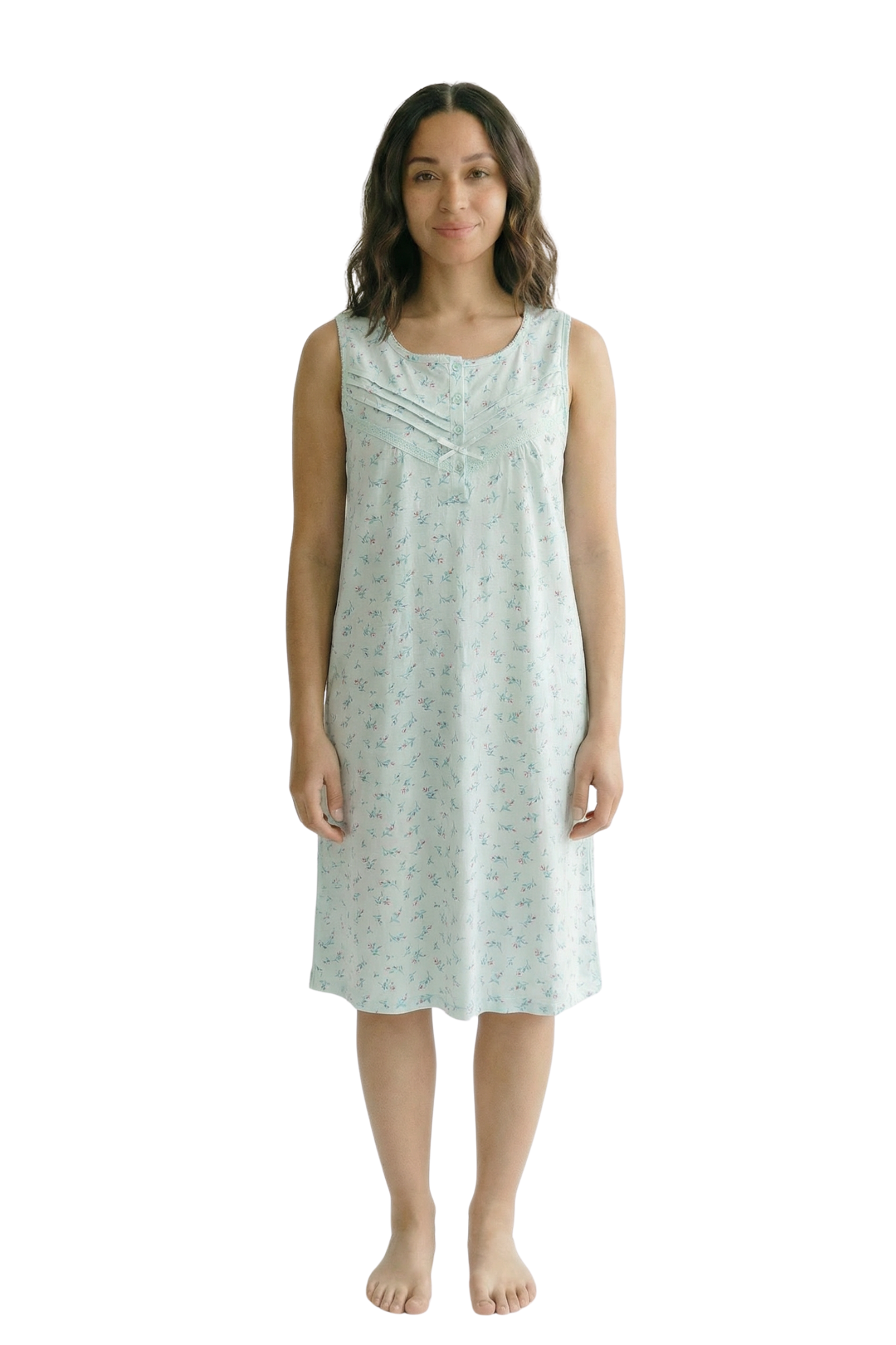 Camille Womens Classic 100% Organic Cotton Sleeveless Nightdress