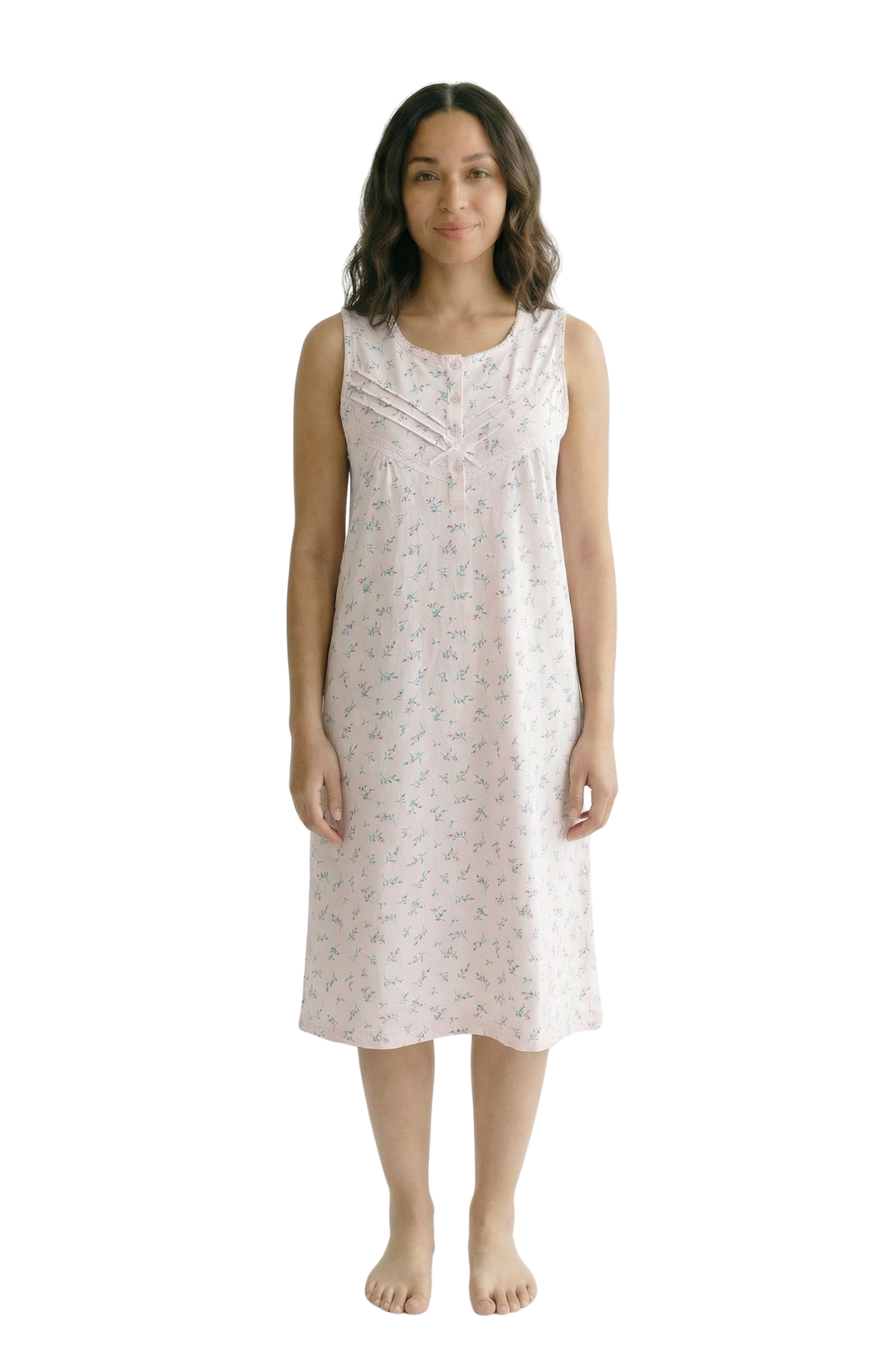 Camille Womens Classic 100% Organic Cotton Sleeveless Nightdress