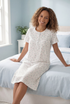 Camille Womens Classic 100% Organic Cotton Short Sleeve Nightdress