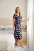 Womens Floral Print Spandex Short Sleeve Nightdress