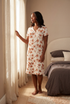 Womens Floral Print Spandex Short Sleeve Nightdress