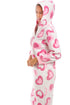 Camille Women's Supersoft Fleece Pink Heart Hooded Onesie