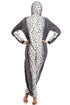 Camille Women's Onesie Grey Snow Leopard Print Luxury Fleece Jumpsuit