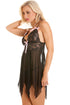Camille Women's Babydoll and Thong Set Black Stylish Sexy Mesh Lingerie
