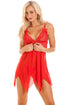 Camille Women's Babydoll and Thong Set Red Stylish Sexy Mesh Lingerie