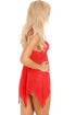 Camille Women's Babydoll and Thong Set Red Stylish Sexy Mesh Lingerie