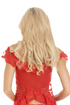 Camille Women's Sheer Lace Mesh Babydoll and G-String Knickers Red