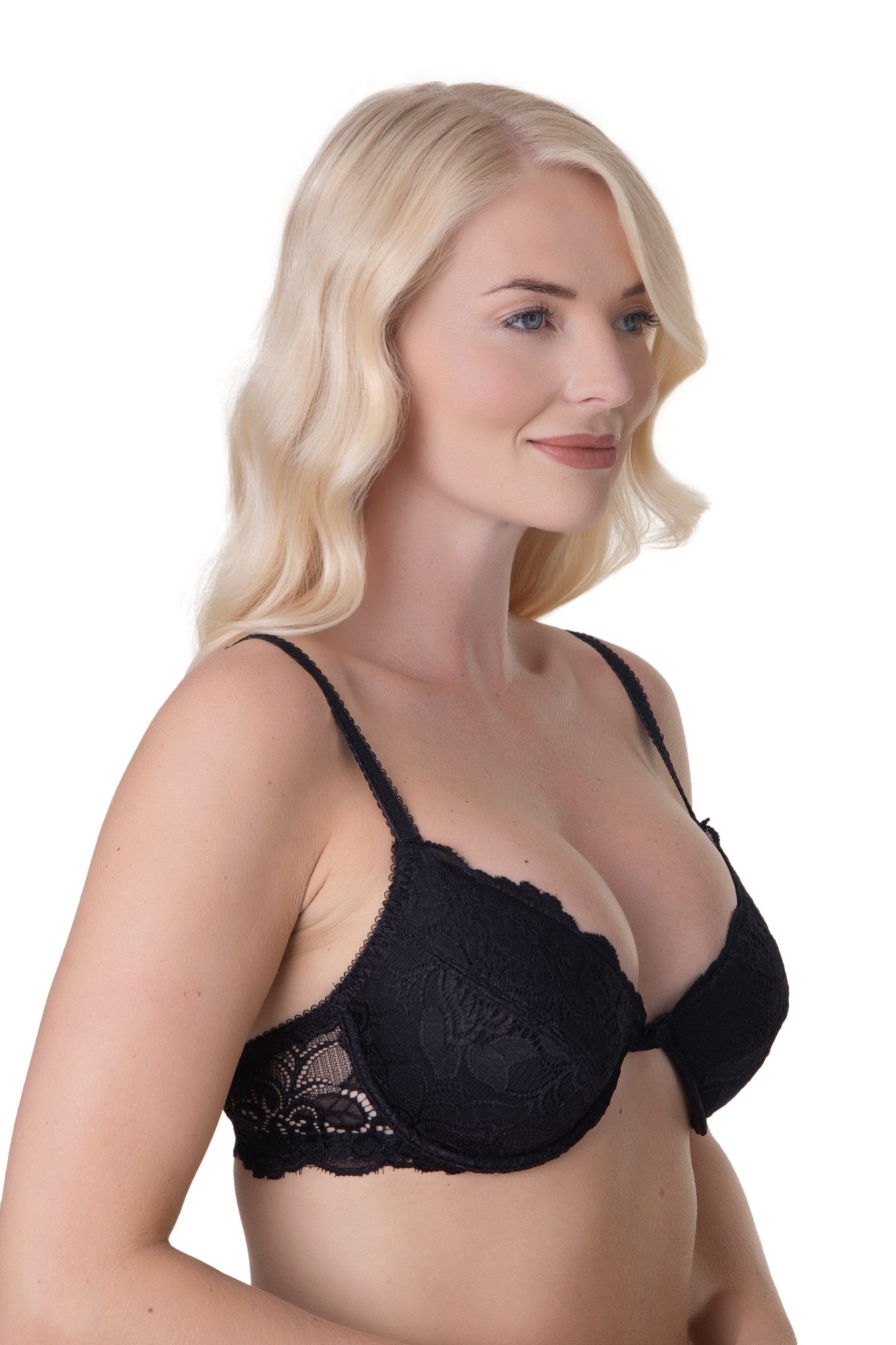 Camille Women's Underwired Bra in Black Floral Lace Padded Cup Lingerie