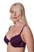 Womens Aubergine Floral Lace Padded Underwired Bra