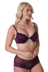 Womens Aubergine Floral Lace Padded Underwired Bra