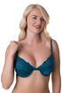 Camille Women's Underwired Bra Teal Green Floral Lace Padded Cup Lingerie