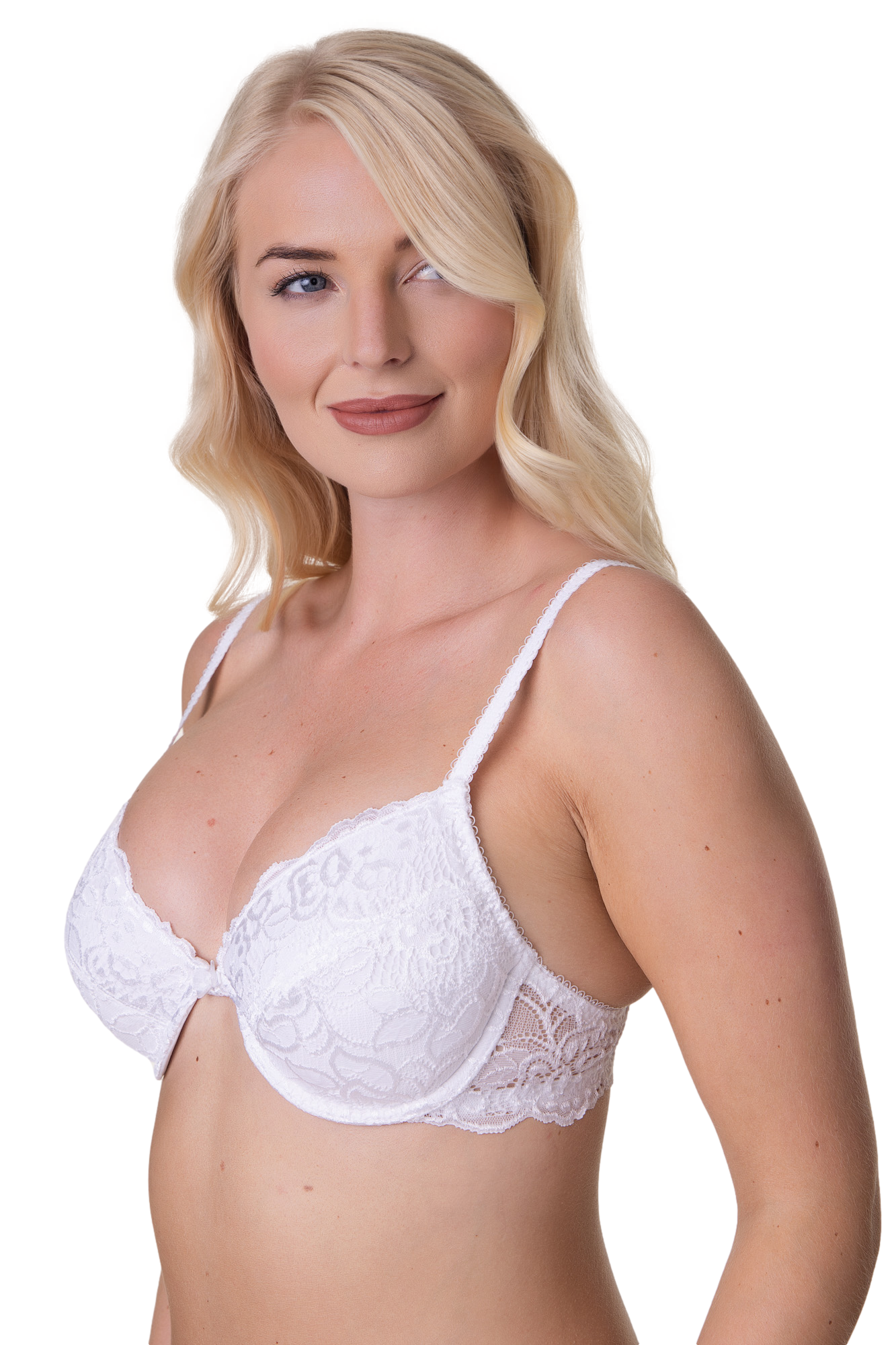 Camille Women's Underwired Bra in White Floral Lace Padded Cup Lingerie