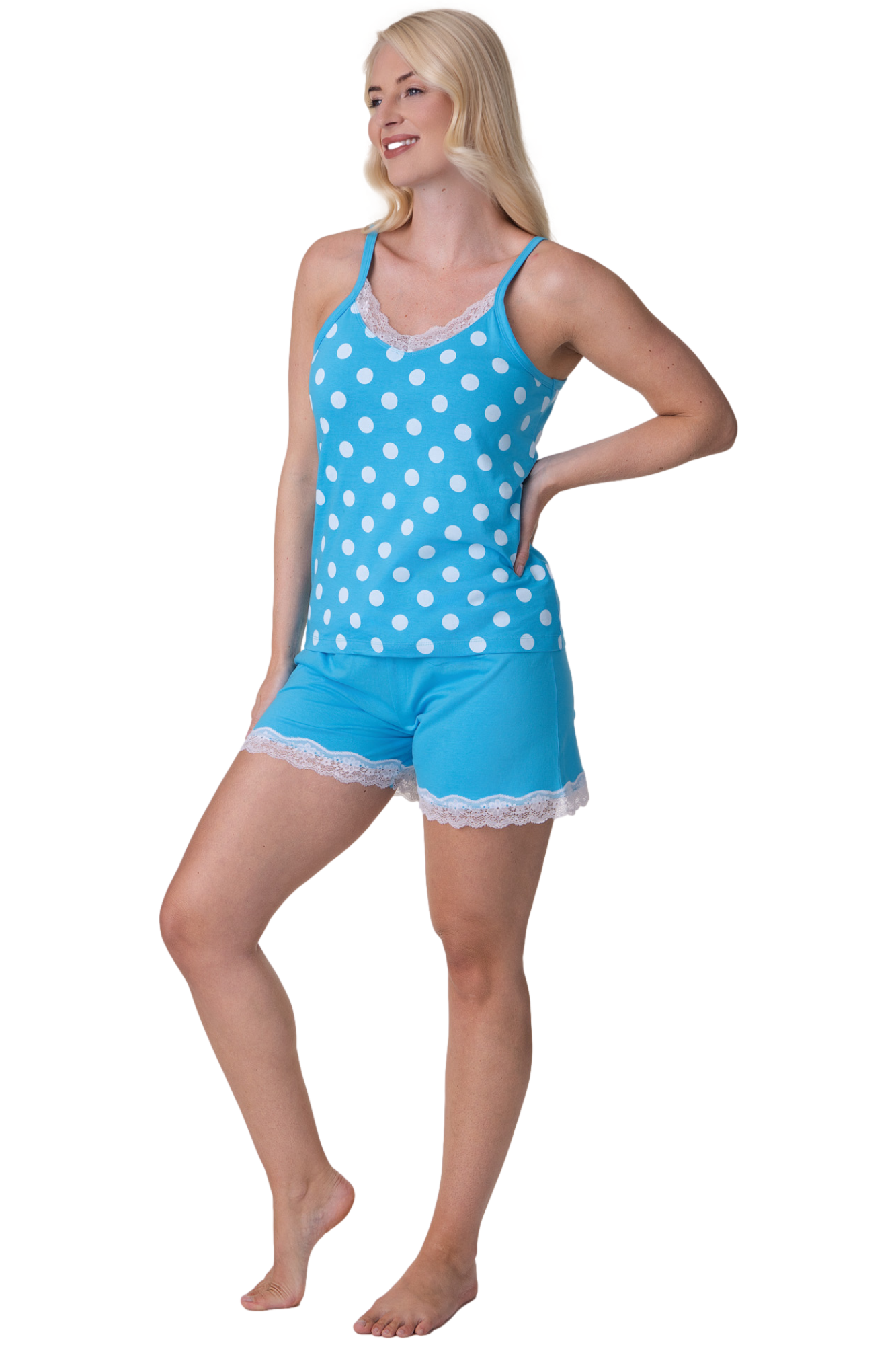 Women's 100% Cotton Lightweight Sleeveless Spot Pyjama Set