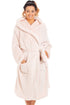 Camille Women's Hooded Bathrobe in Pink Soft Fleece Fluffy Dressing Gown