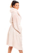 Camille Women's Hooded Bathrobe in Pink Soft Fleece Fluffy Dressing Gown