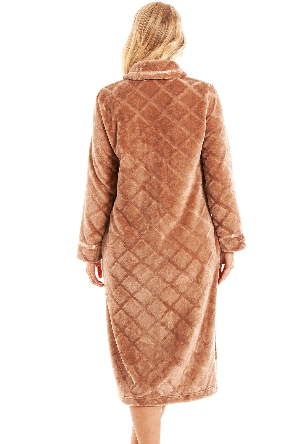 Camille Women's Housecoat Fleece Zip Robe with Inseam Pockets