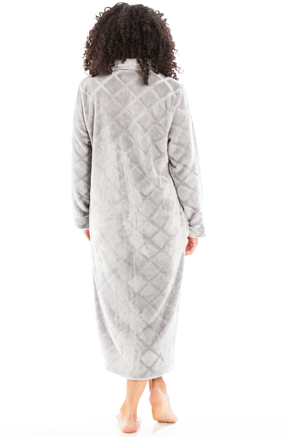 Camille Women's Housecoat Fleece Zip Robe with Inseam Pockets