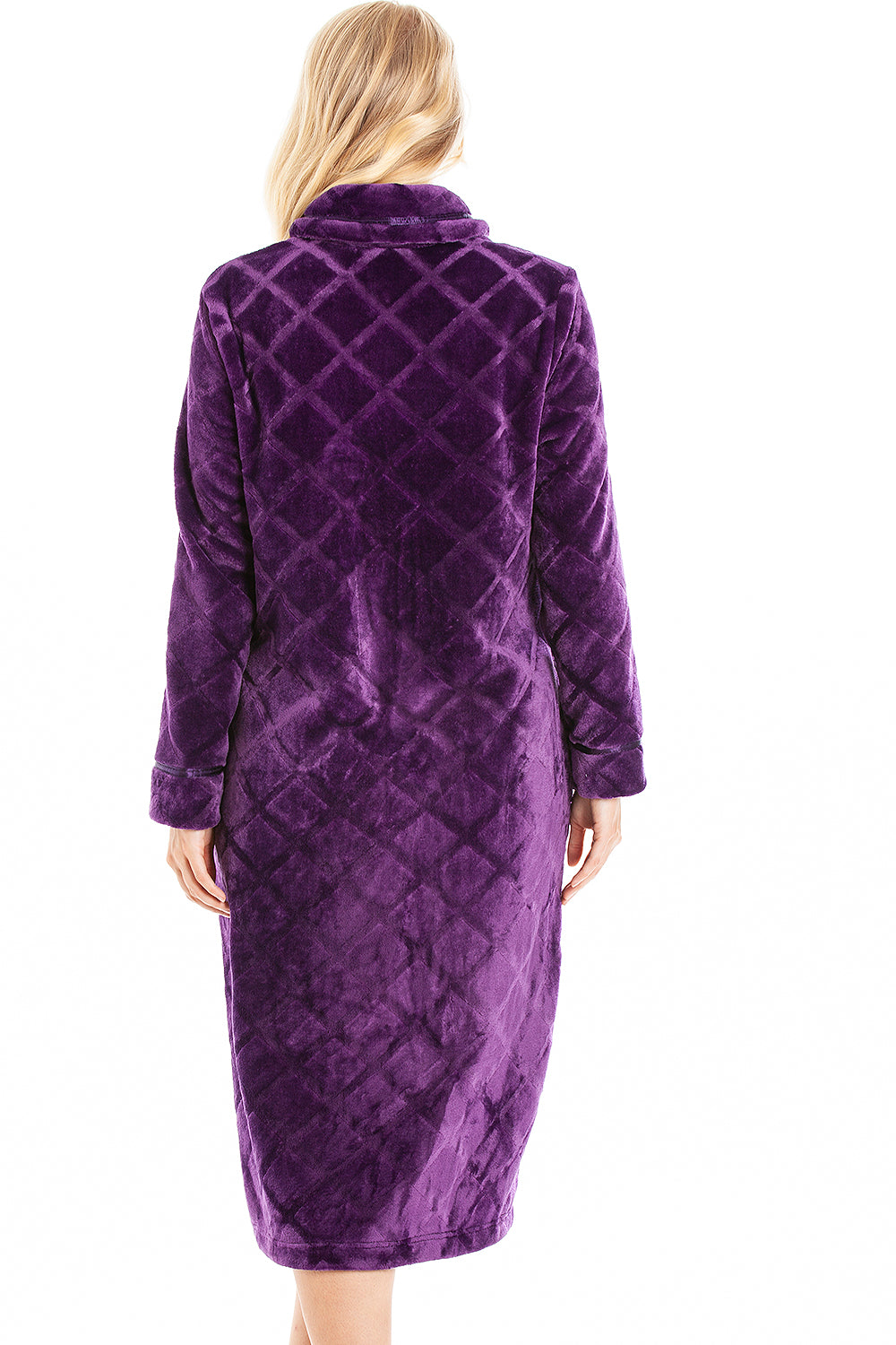 Camille Women's Housecoat Fleece Zip Robe with Inseam Pockets
