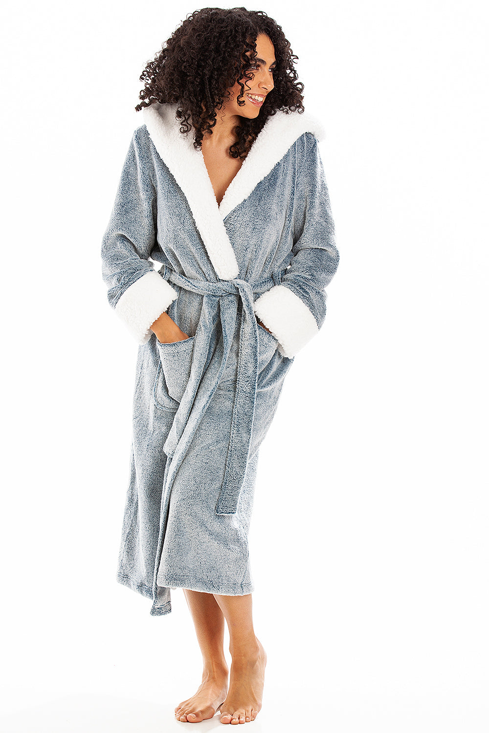 Women's Super Soft Bathrobe with Sherpa Lined Hood and Cuffs