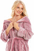 Camille Women's Full Length Bathrobe in Purple Deep Pile Dressing Gown