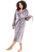 Camille Women's Full Length Bathrobe in Purple Deep Pile Dressing Gown