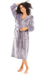 Camille Women's Full Length Bathrobe in Purple Deep Pile Dressing Gown