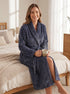 Womens Supersoft Fleece Long Sleeved Ribbed Dressing Gown