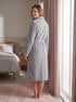 Womens Supersoft Fleece Long Sleeved Ribbed Dressing Gown